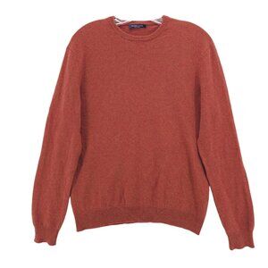 PROPER CLOTH 100% Cashmere Sweater Crewneck Orange Rush Marled Size MEDIUM